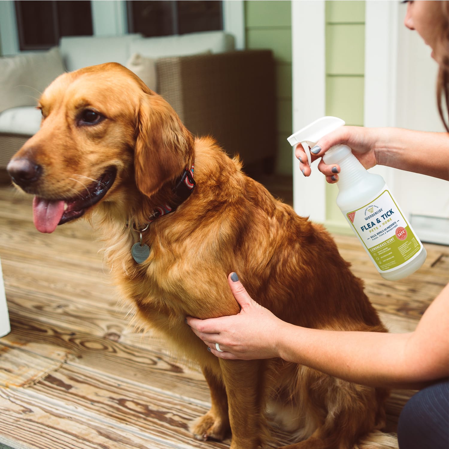 Lemongrass Flea & Tick Spray for Pets + Home - In Use