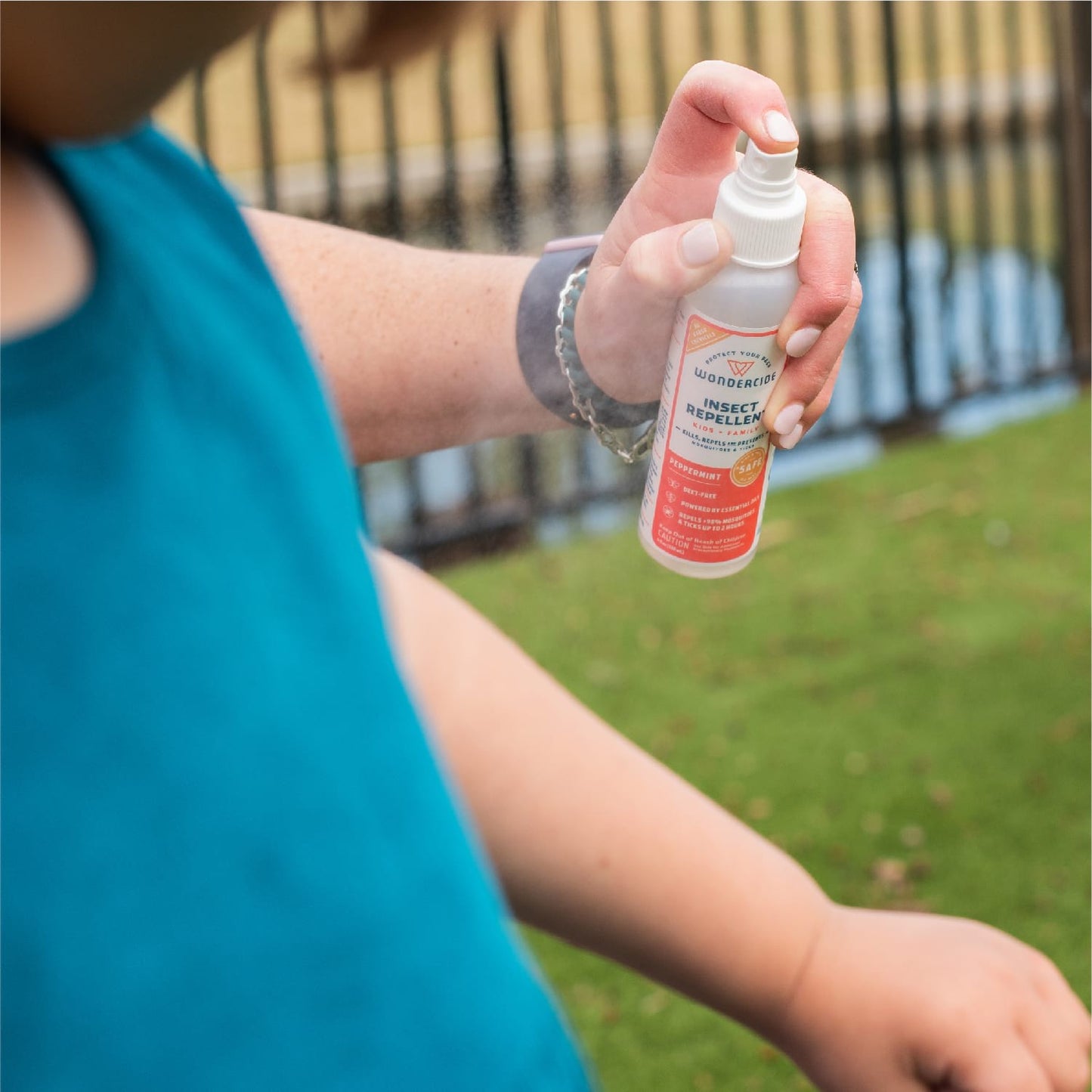 Peppermint Insect Repellent for Kids + Family - In use