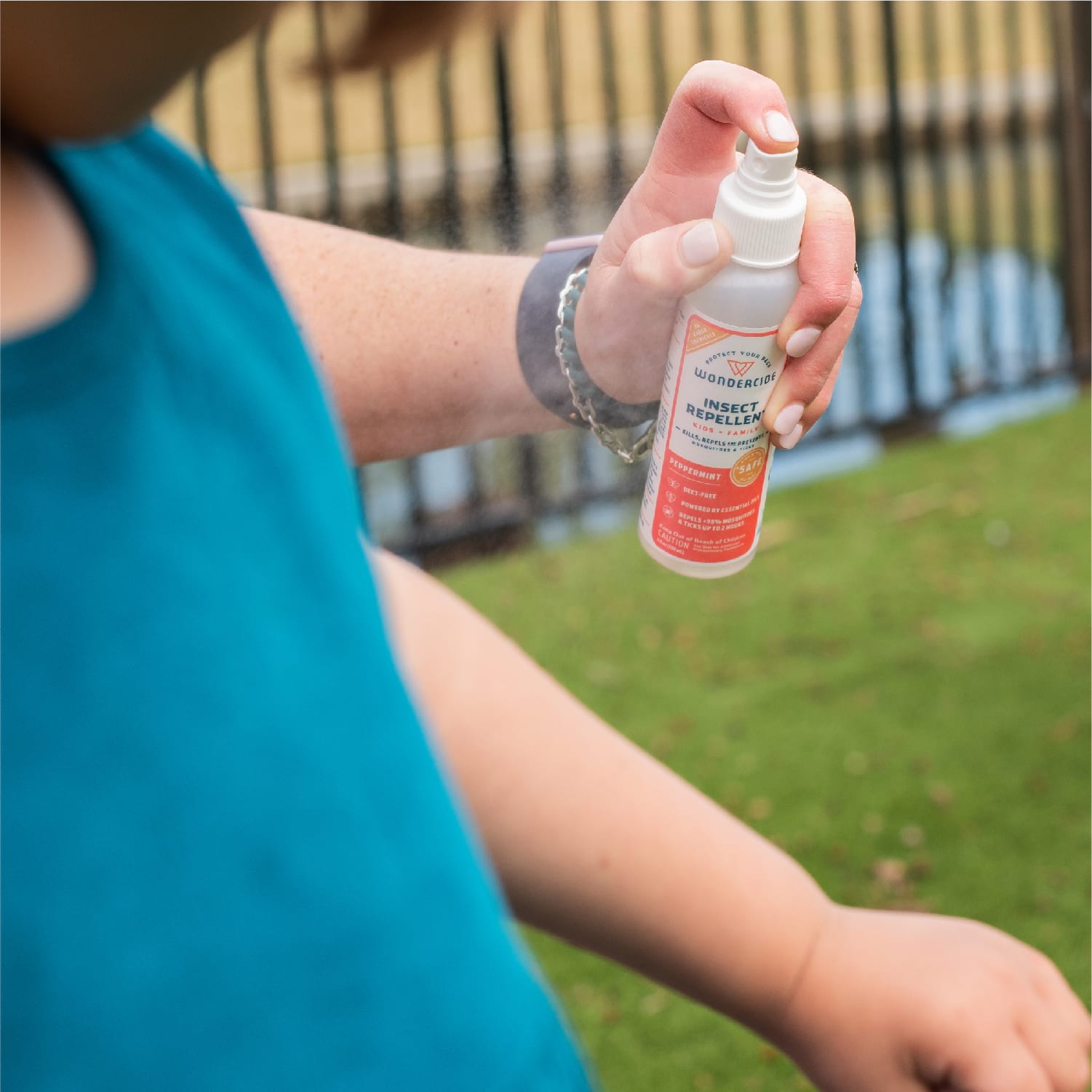 Peppermint Insect Repellent for Kids + Family - In use