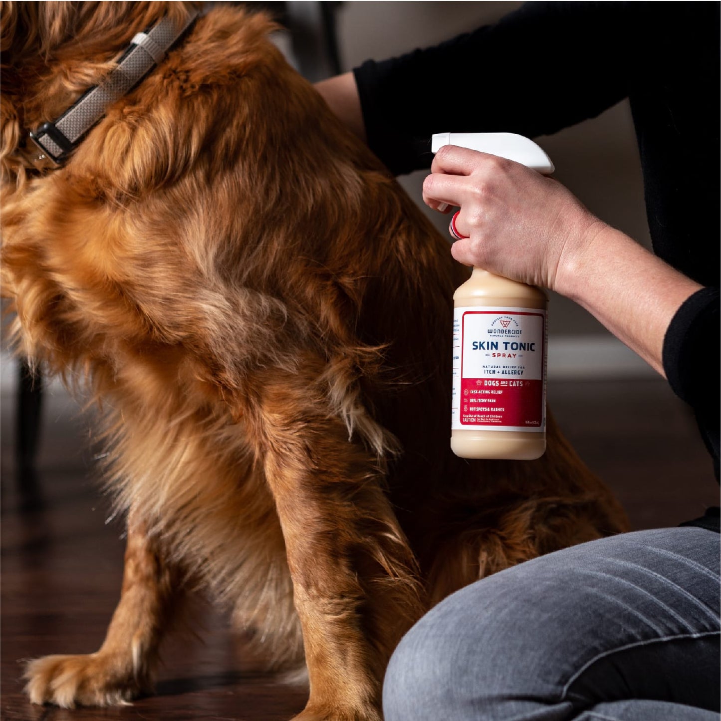 Skin Tonic Itch Spray for Dogs + Cats - In Use